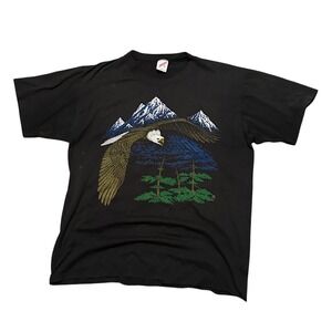 Vintage Jerzees Eagle Mountain Graphic T-Shirt Black XL Made in USA